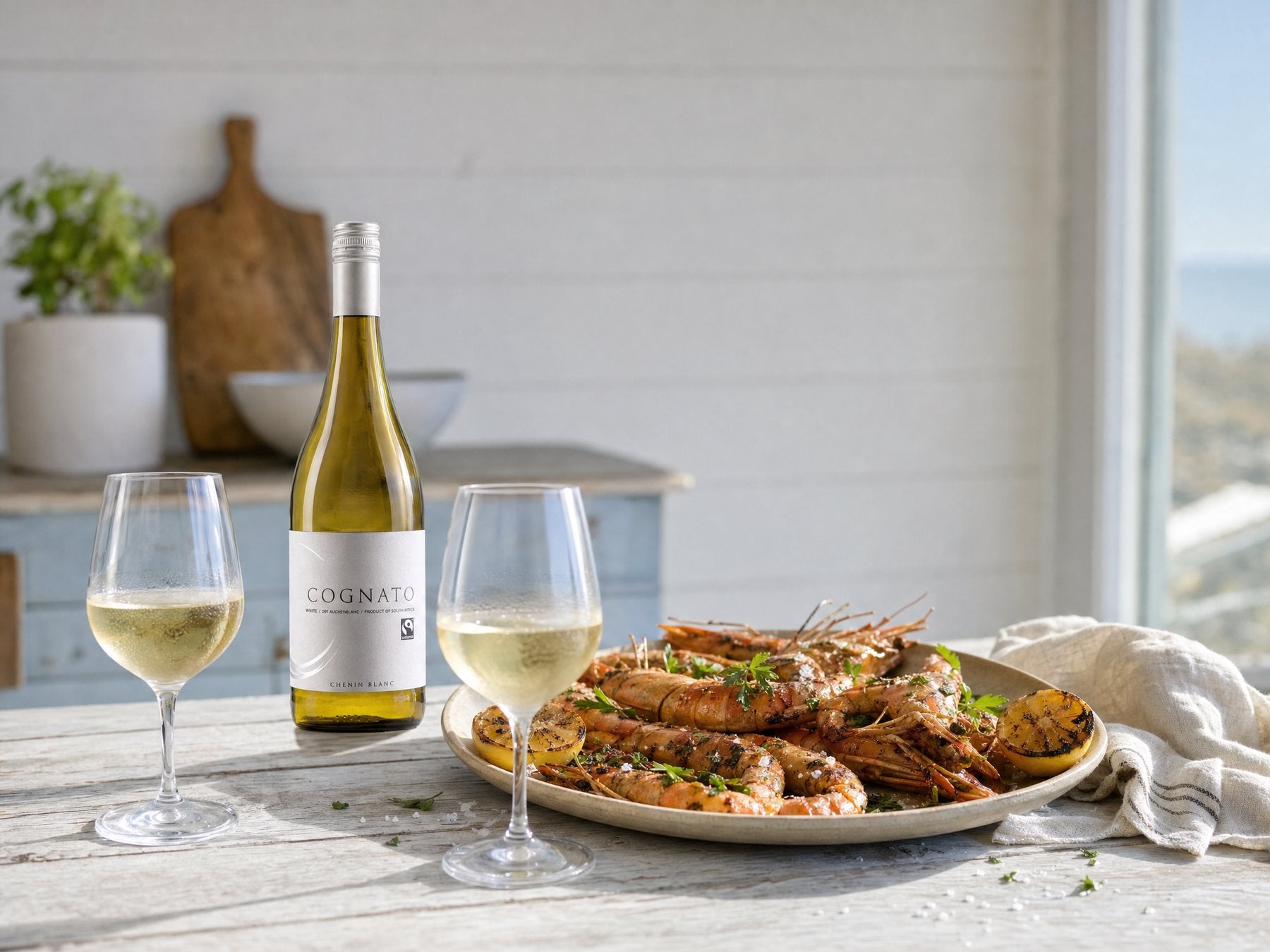 Gegrillte Garnelen mit Cognato Chenin Blanc