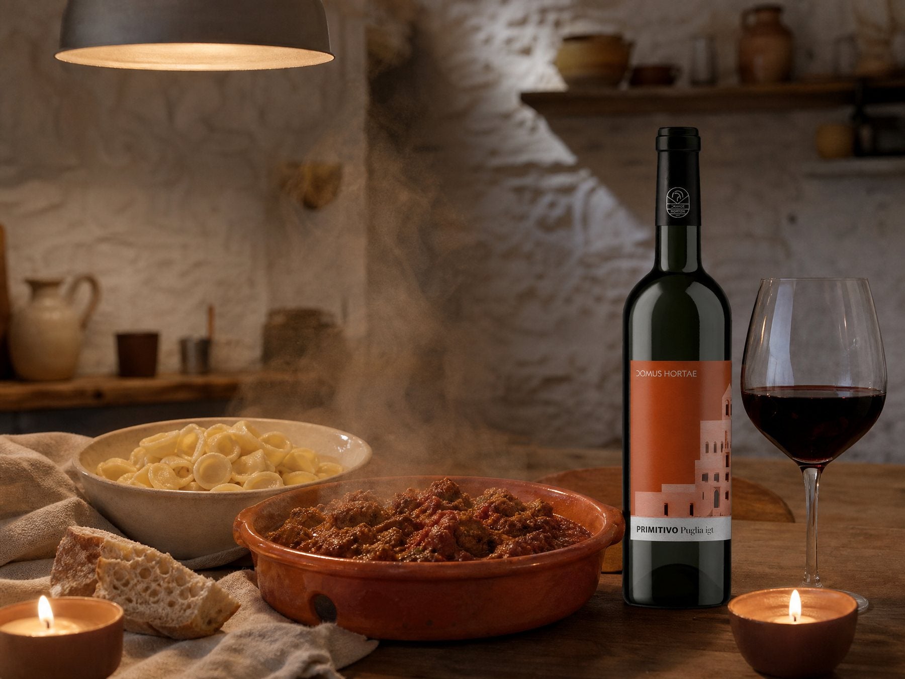 Domus Hortae Primitivo zu einem Ragu mit Orecchiette