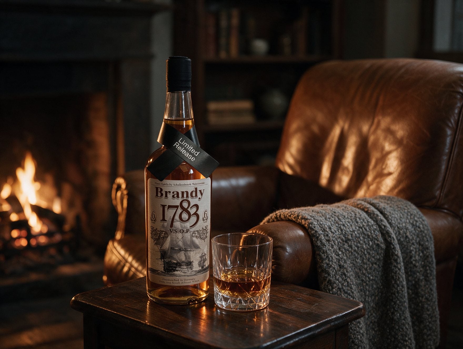 Brandy 1783 am Kamin an einem Winterabend