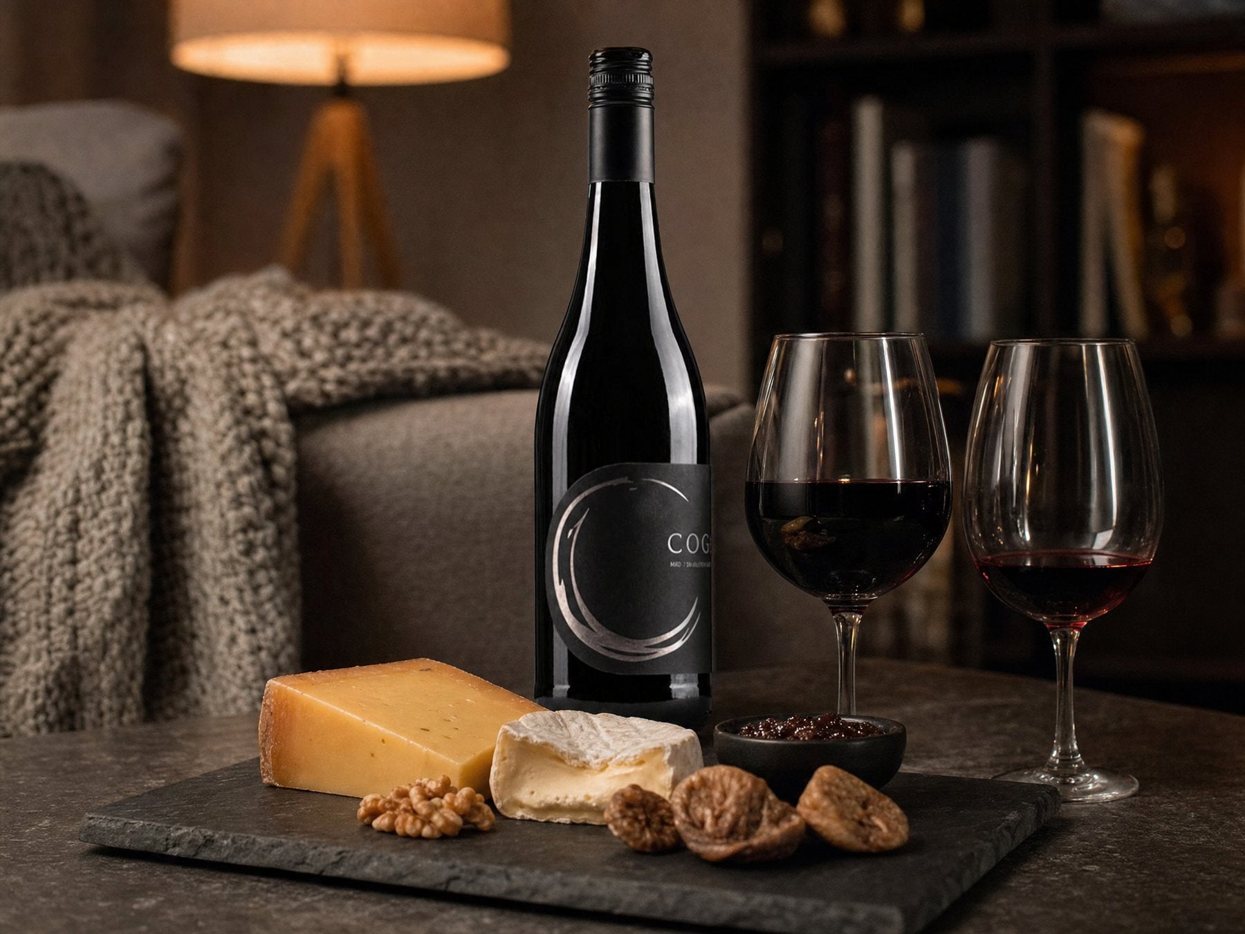 Cognato Cabernet Sauvignon zu einem Käsebrett am Abend