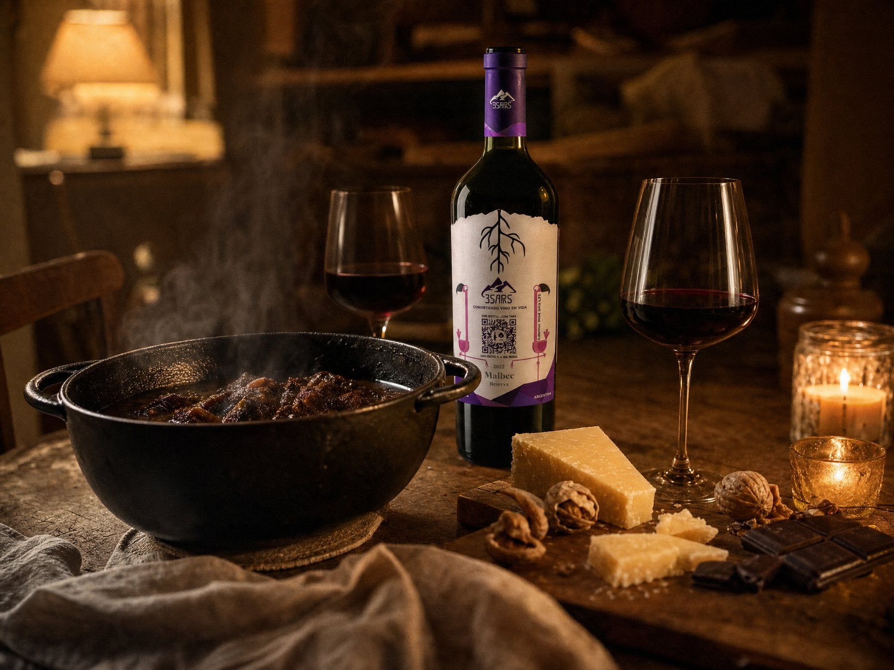 Schmorgericht mit Malbec Reserva an einem Winterabend