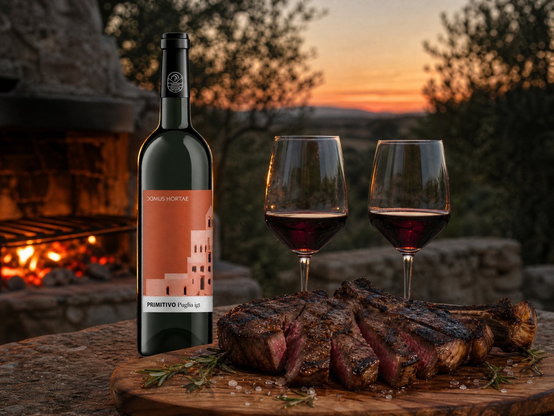 Domus Hortae Primitivo zum Steak vom Grill