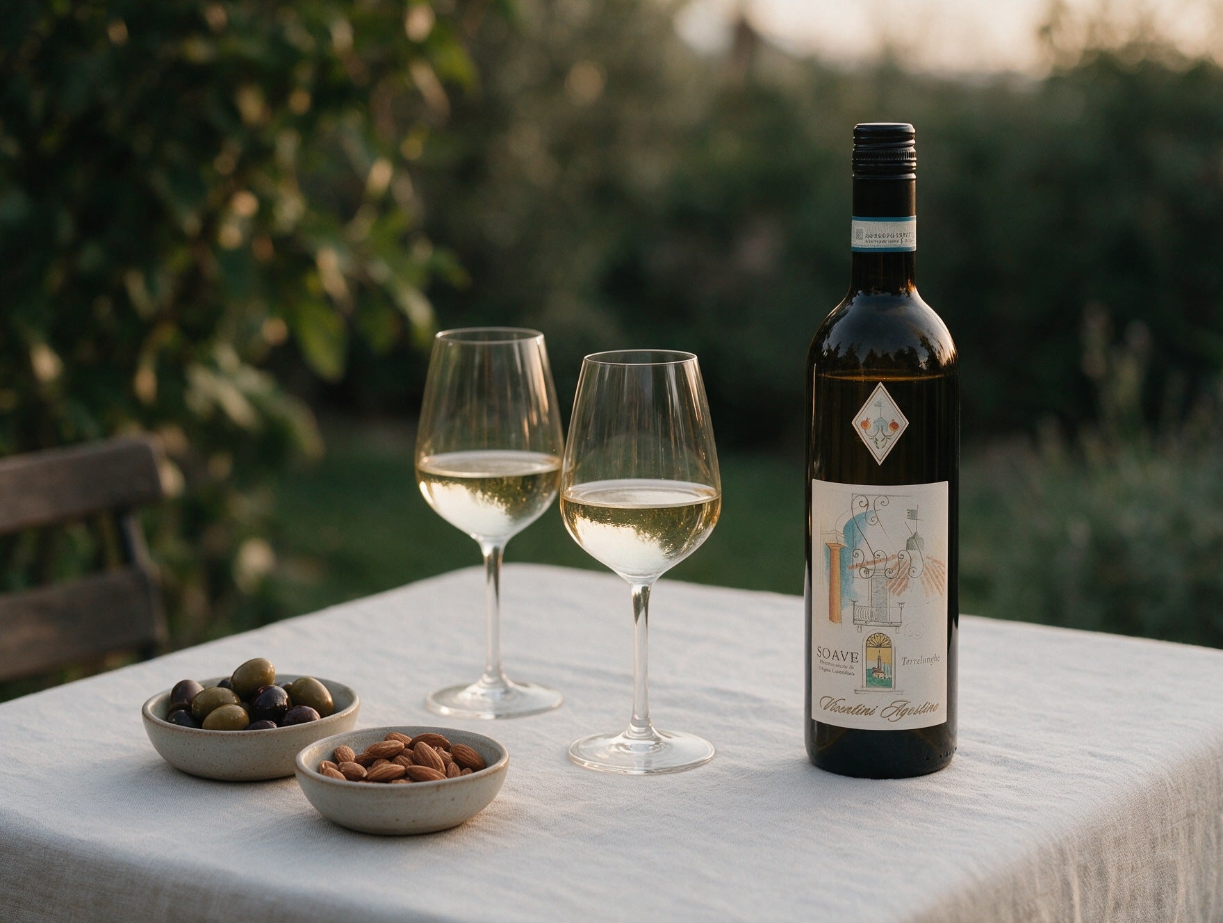 Illustrierte Aperitivo-Szene mit Soave